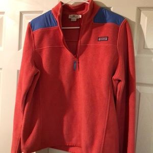 Vineyard vines fleece coral and blue shep shirt